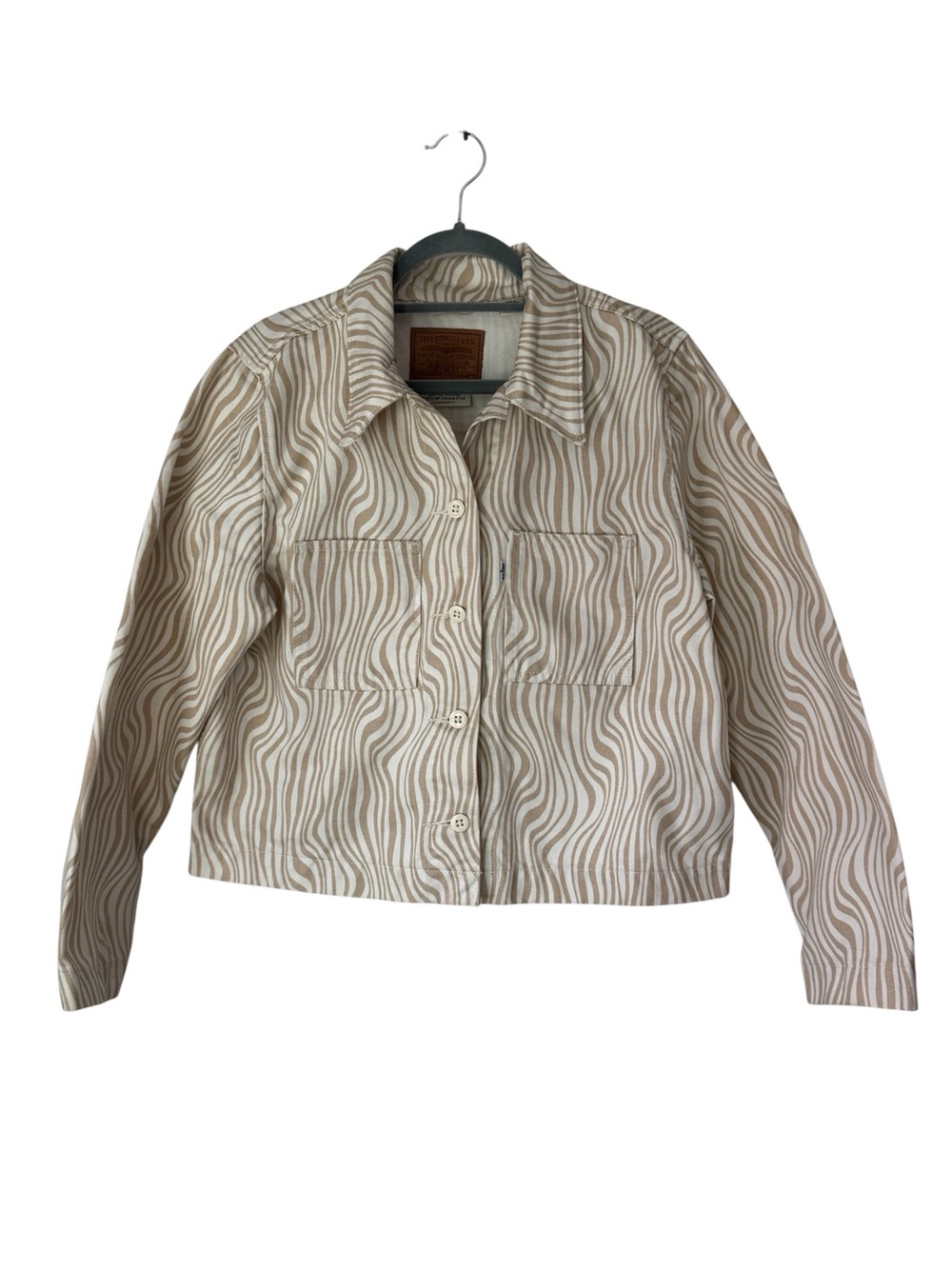 Levi's Premium Women's Cropped Trucker Jacket Marble Swirl Print (L)